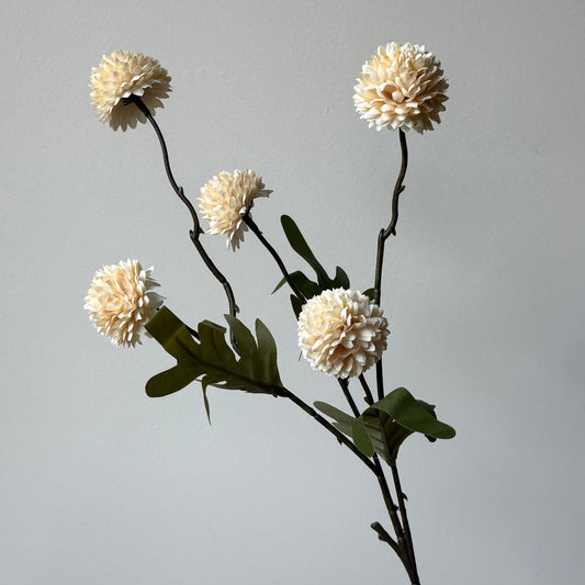 Pompom small met blad - Crème