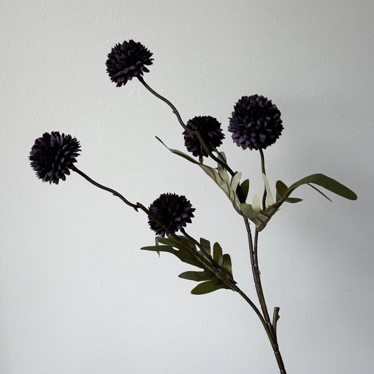 Pompom small met blad - Donker Paars